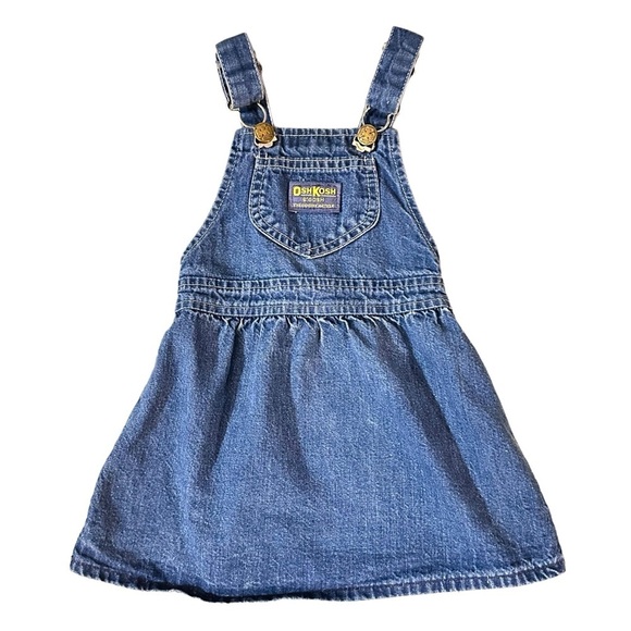 OSHKOSH B’GOSH Vintage 80’s Denim Skirtall Overalls Dress - Picture 1 of 8